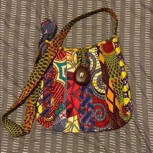 Afro print cross body purse